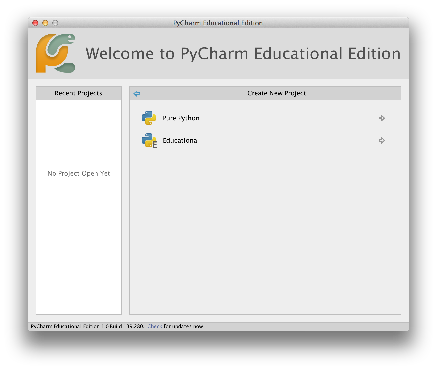 PyCharm New Project